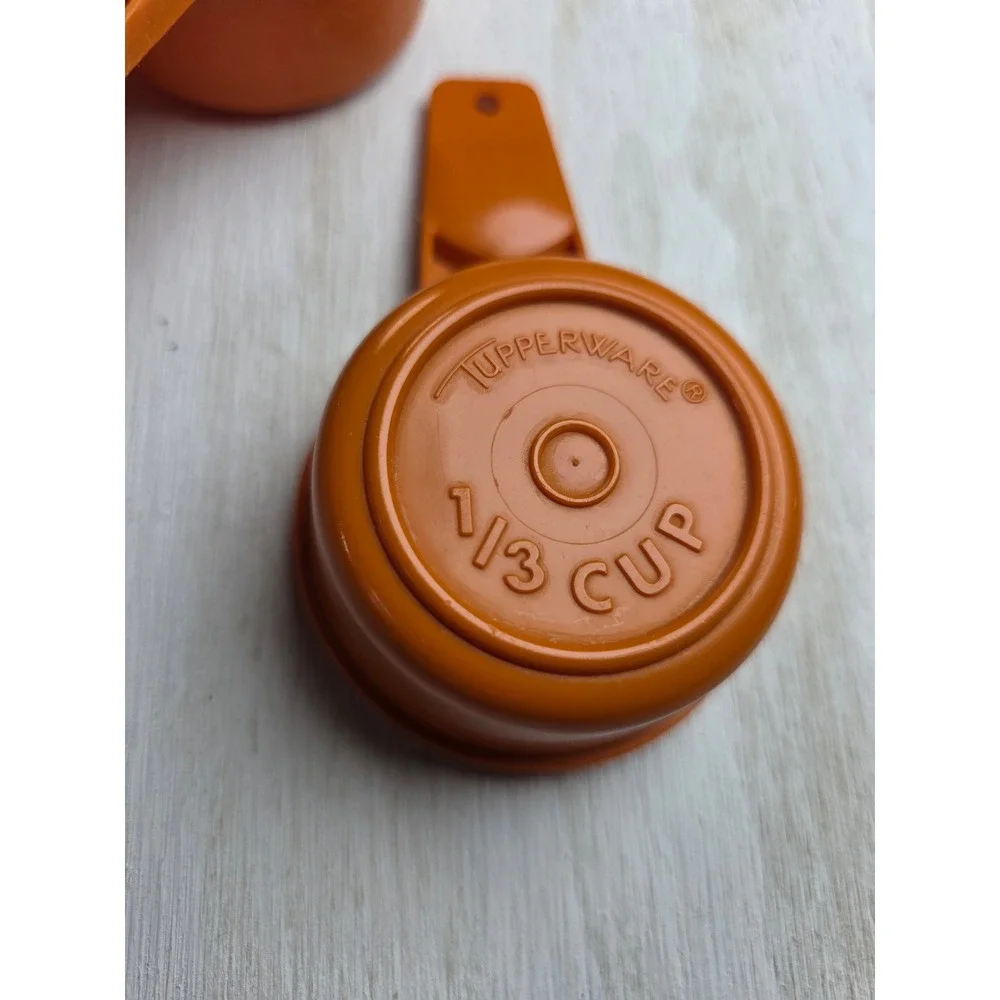 Vintage Tupperware Measuring Cup Set 4pc Burnt Orange Retro Kitchen 70s Boho
